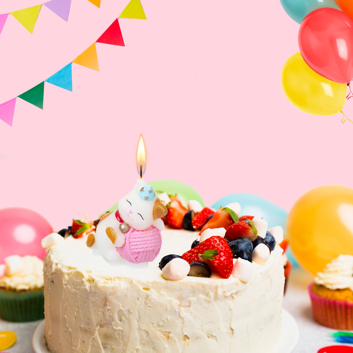 Cat Birthday Candle Cake Topper Animal Candles
