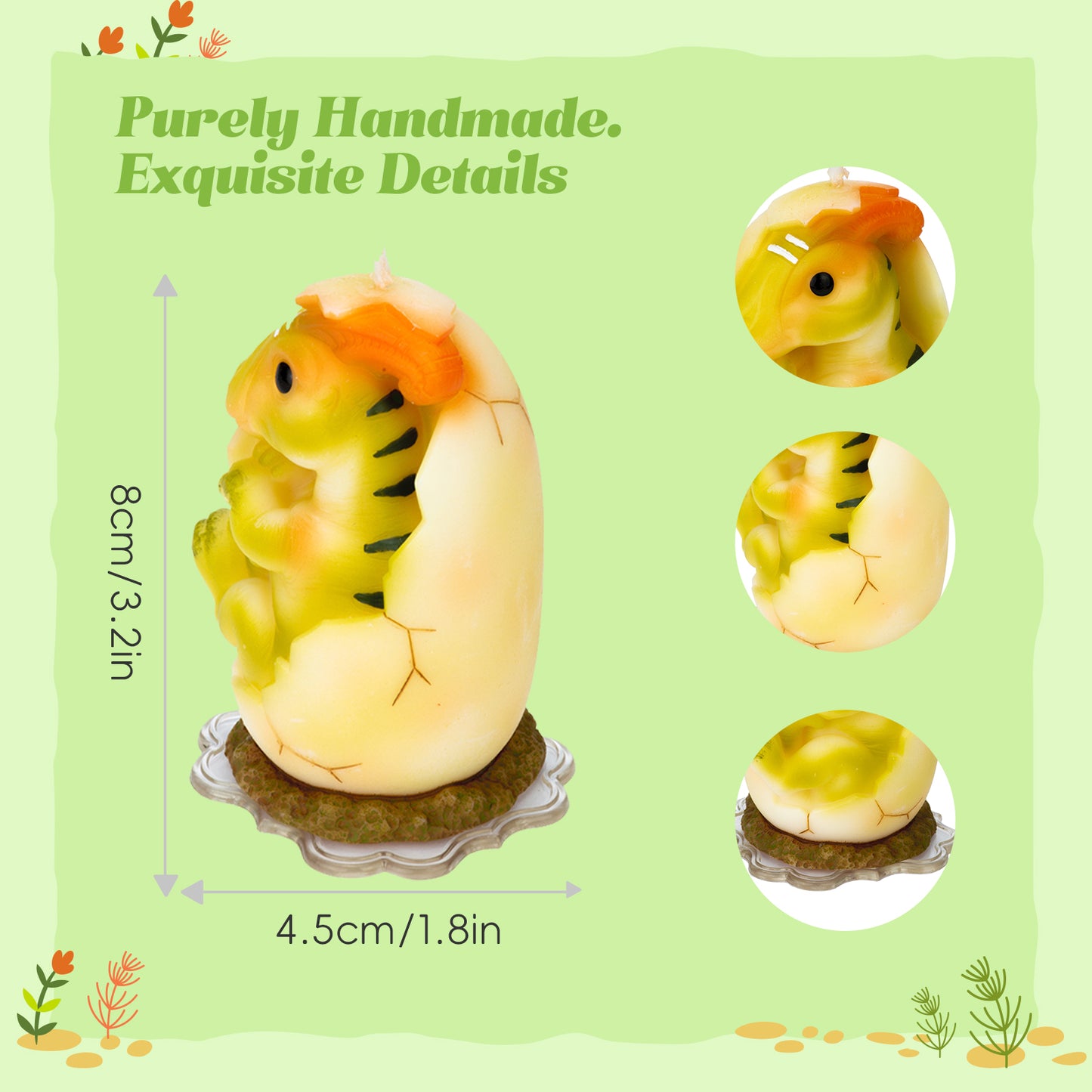 Green Dinosaur Baby Candle Birthday Candles