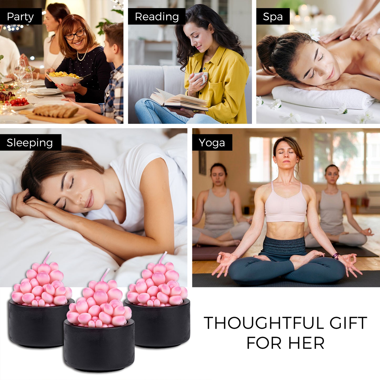 Pink Moonstones Candle