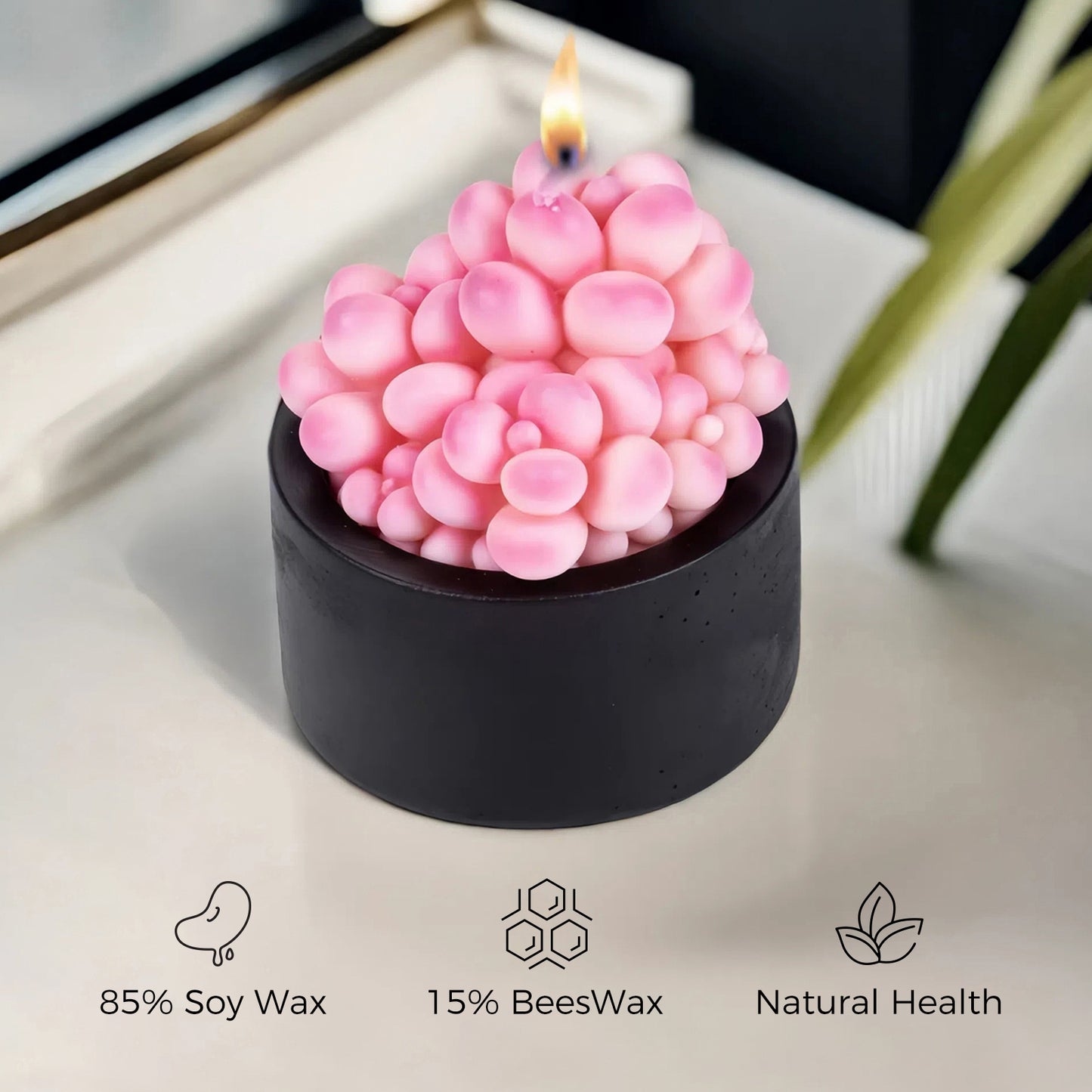 Pink Moonstones Candle