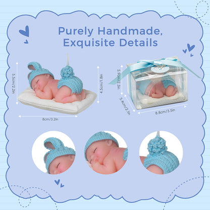 Blue Baby Shower Candle Favors – Sleeping Baby Cake Topper