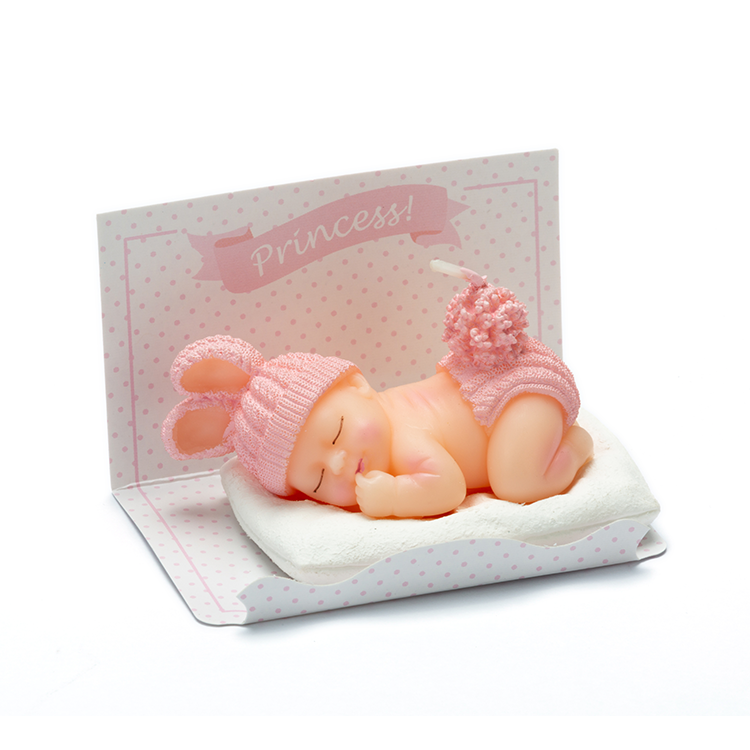 Pink Sleeping Baby Candle