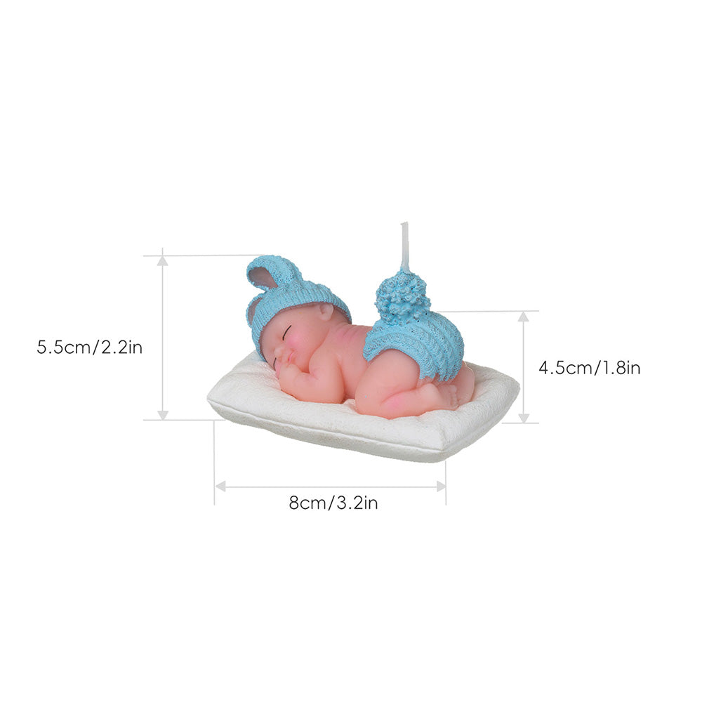 Blue Baby Shower Cake Topper Boy – Baby Shower Cake Decorations, Adorable Sleeping Baby Candles, Gender Reveal Return Gifts Party Supplies (Blue)