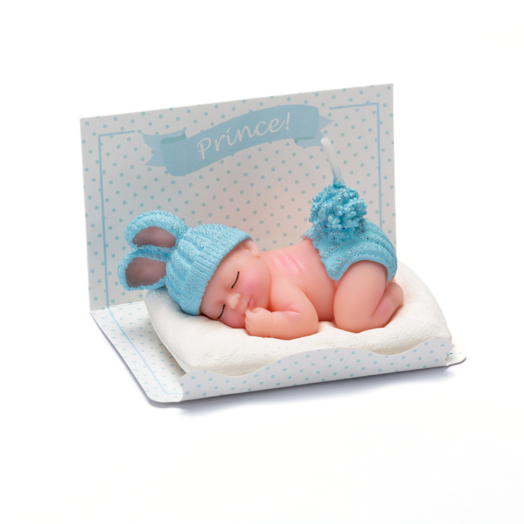Blue Sleeping Baby Candle