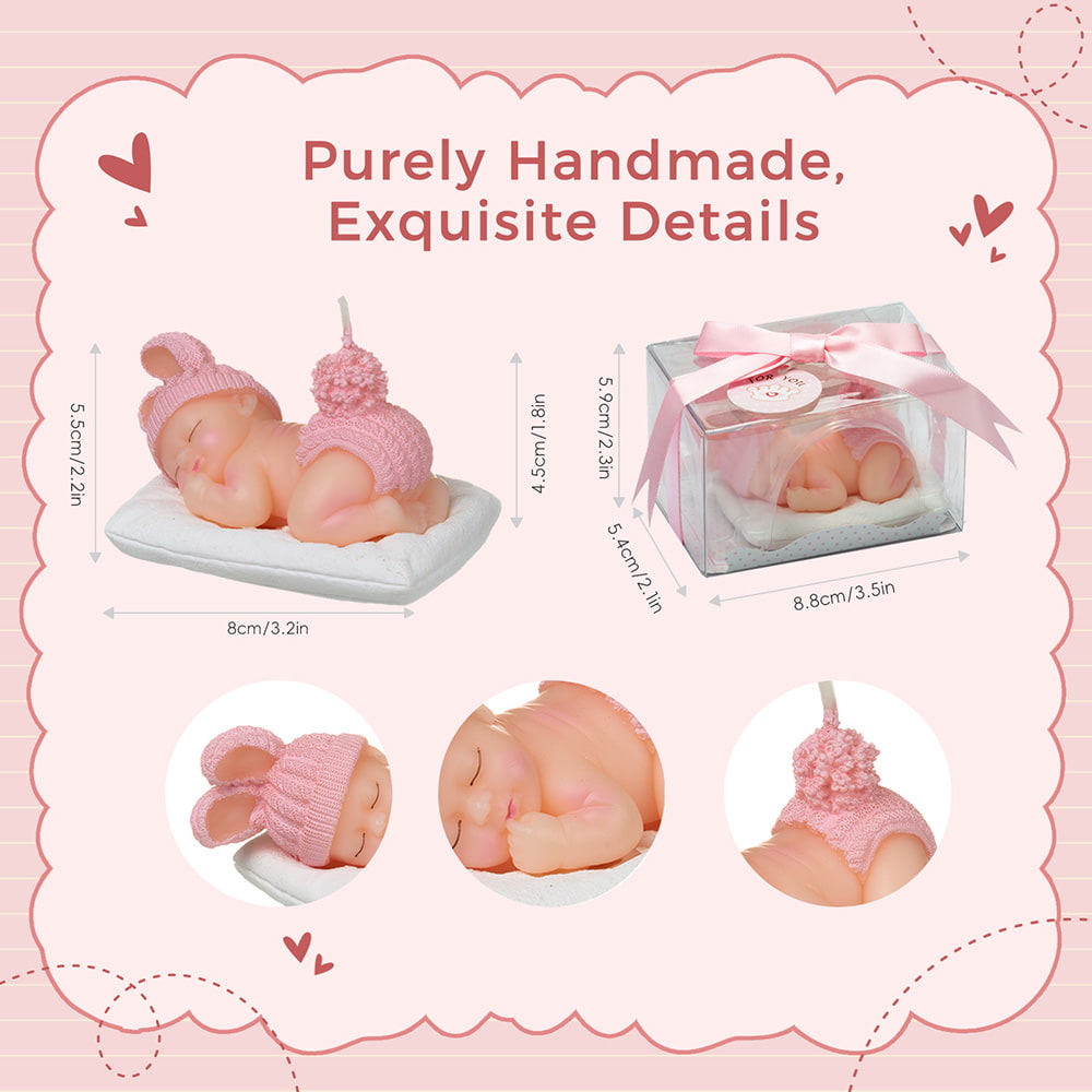 Pink Baby Shower Candle Favors – Sleeping Baby Cake Topper