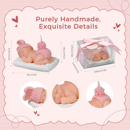 Pink Baby Shower Candle Favors – Sleeping Baby Cake Topper