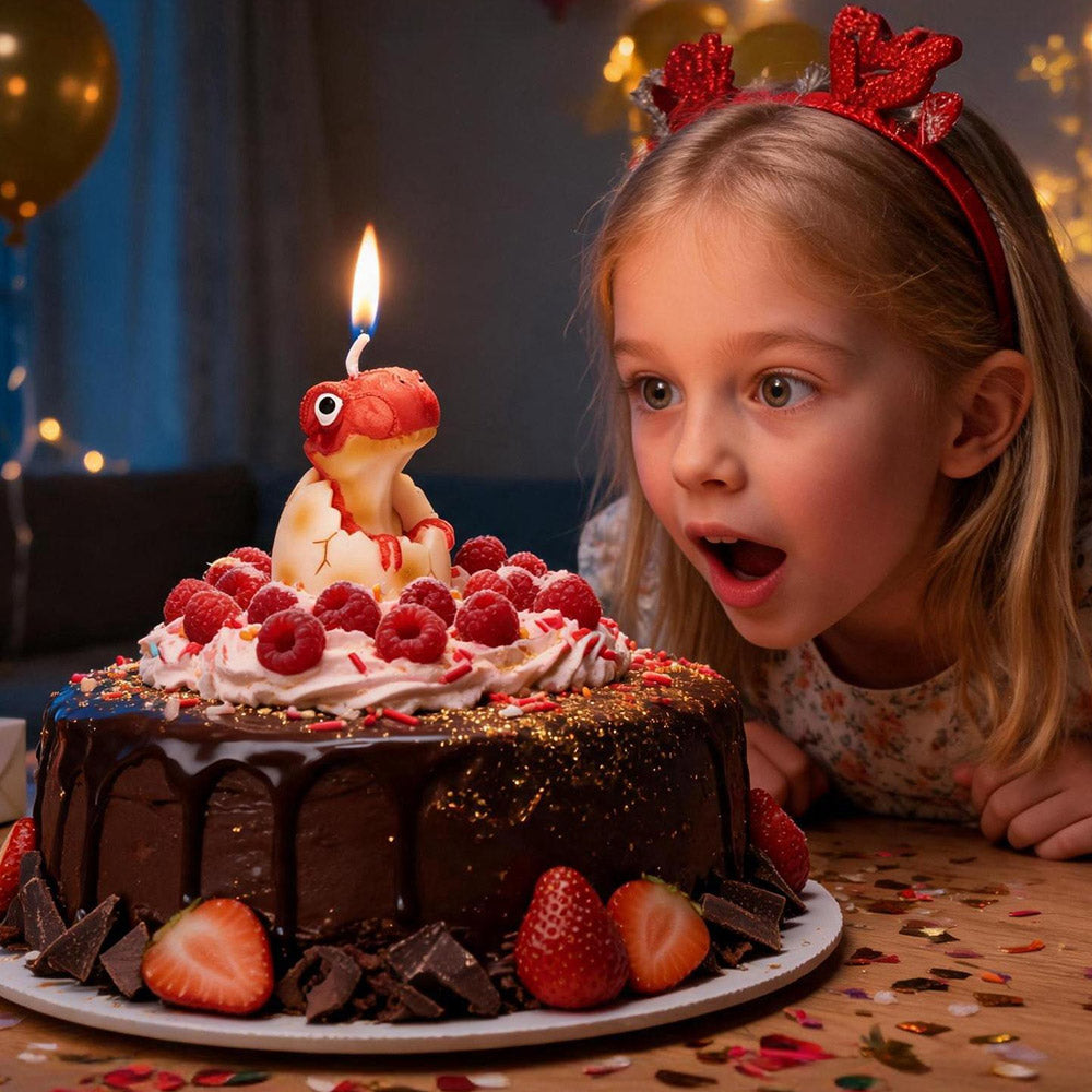 Large Red Dinosaur Birthday Candle Cake Topper
