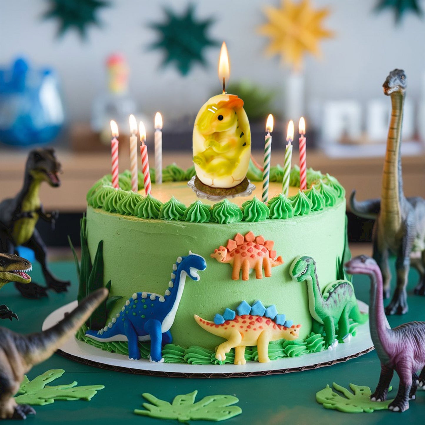Green Dinosaur Baby Candle Birthday Candles