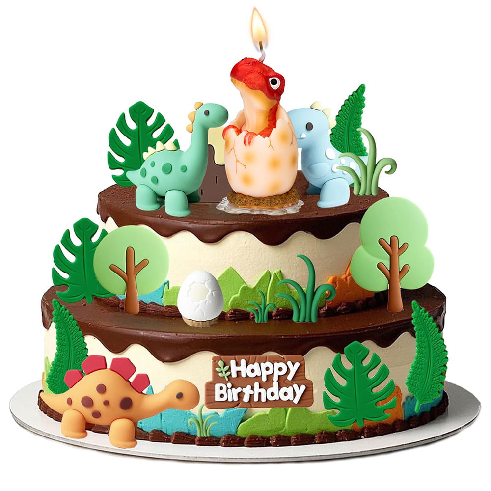 Large Red Dinosaur Birthday Candle Cake Topper