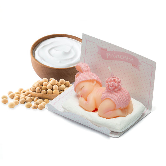 Pink Sleeping Baby Candle