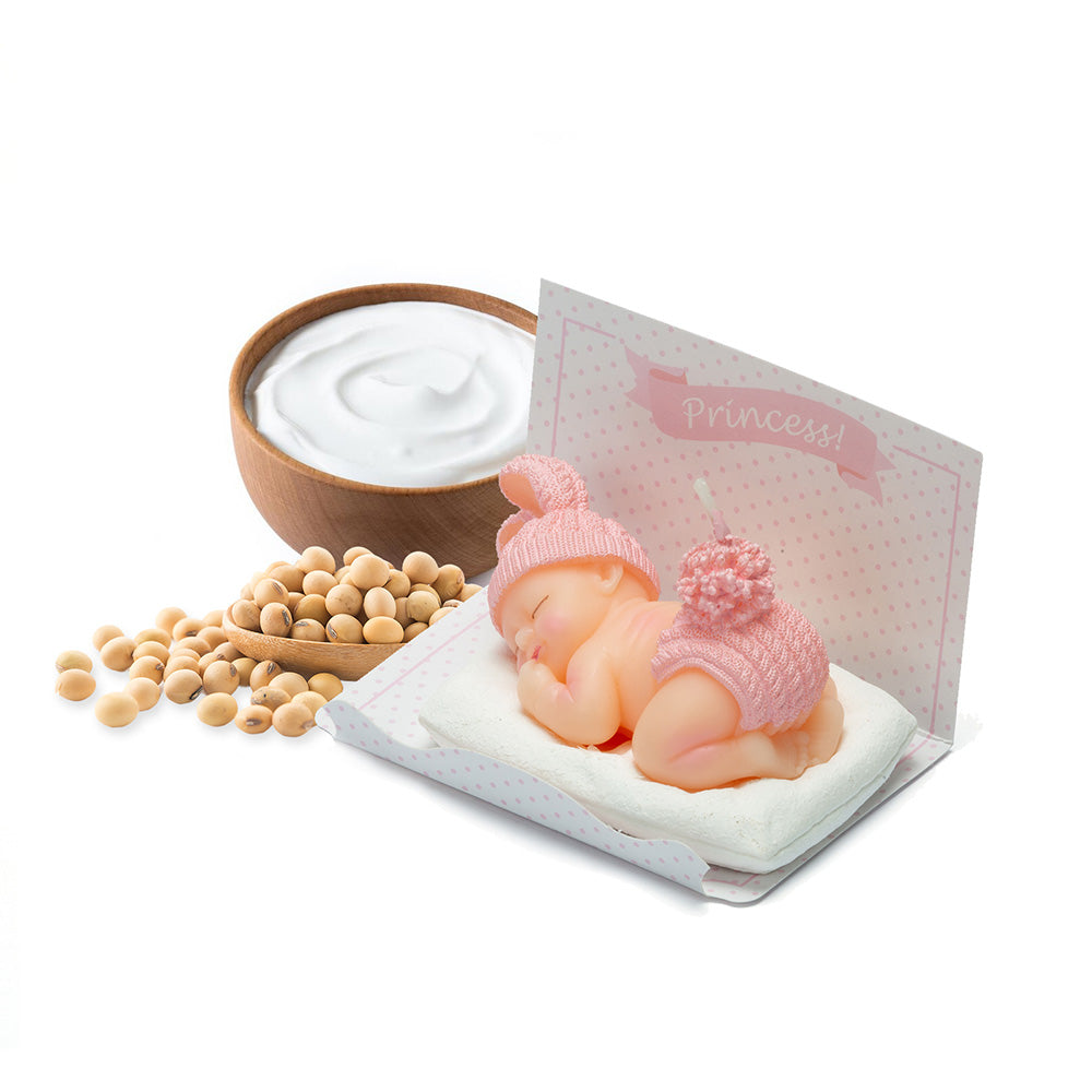 Pink Baby Shower Candle Favors – Sleeping Baby Cake Topper
