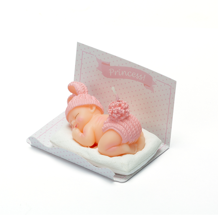 Pink Sleeping Baby Candle