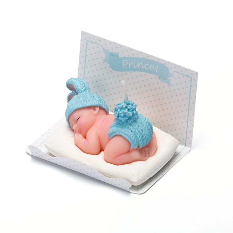 Blue Sleeping Baby Candle
