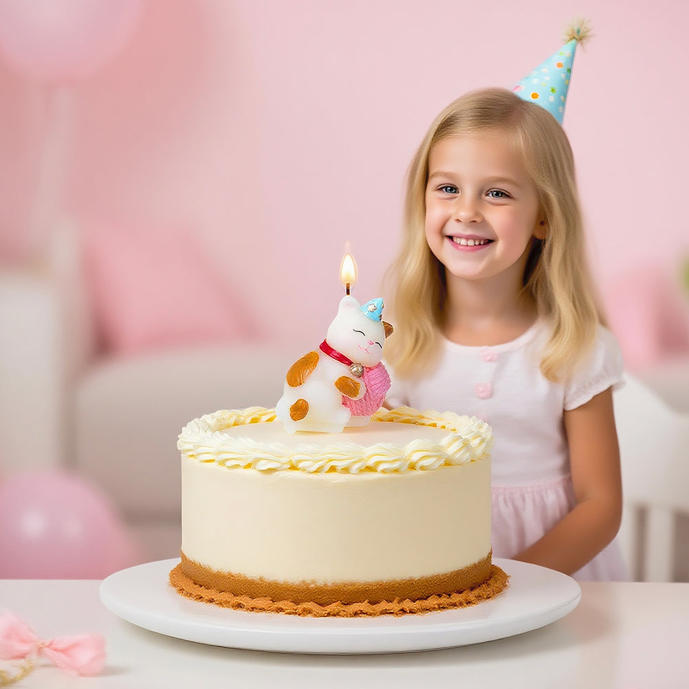 Large Cat Birthday Candle, Cute Kitty Cake Topper Candles for Girls, Cartoon Cat Birthday Decorations, Kitten Themed Party Supplies & Gifts for Cat Lovers