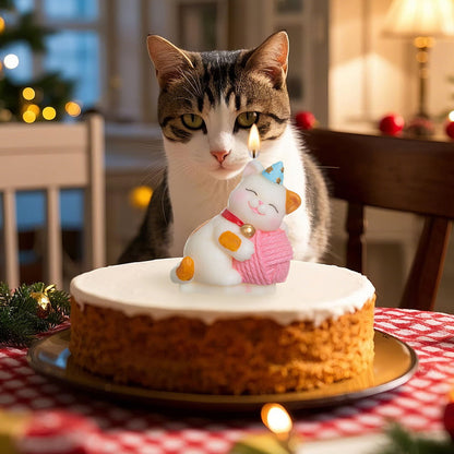 Large Yarn Ball Kitten Birthday Candle Cake Topper