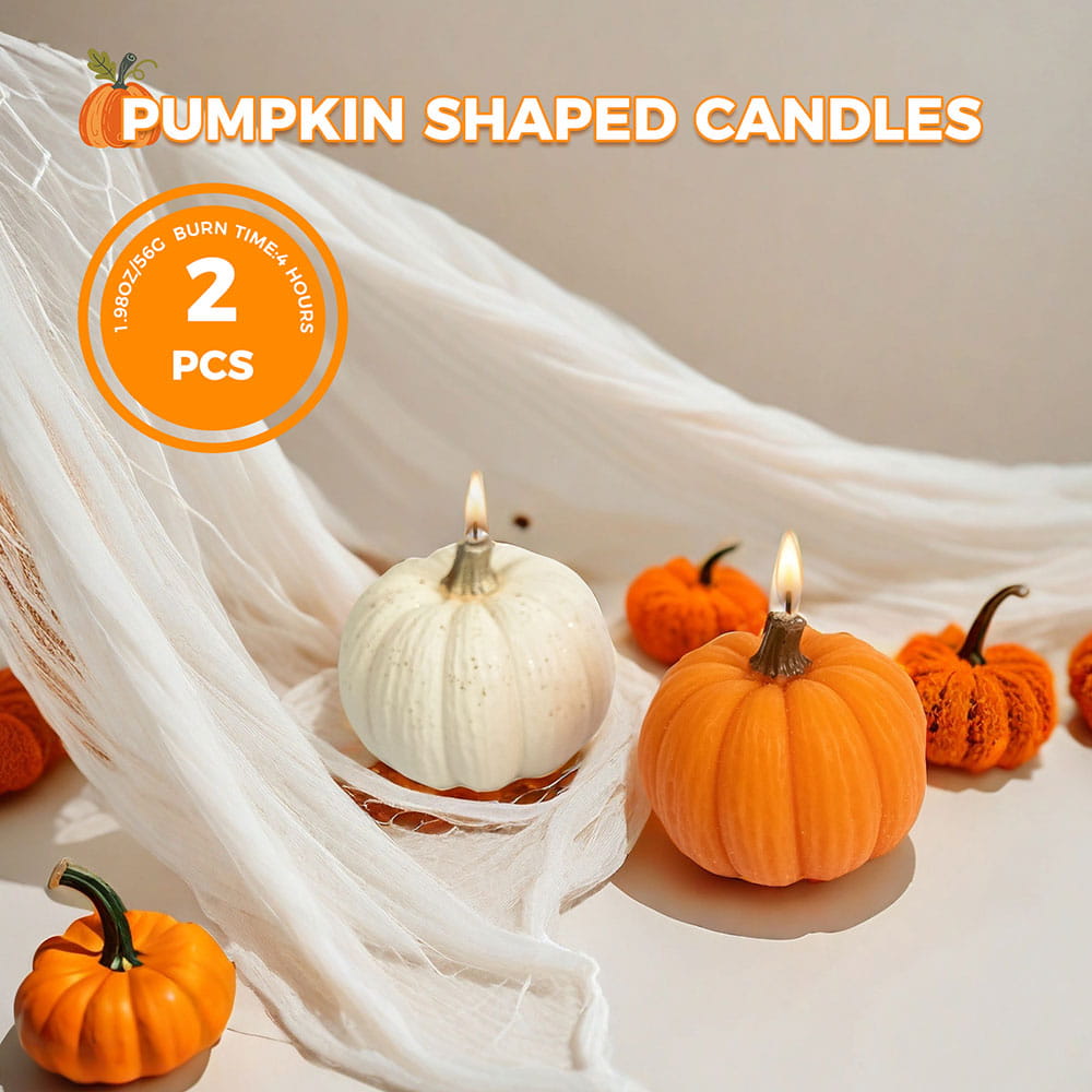 Orange & White Mini Pumpkin Scented Candle Set (2-Pack)