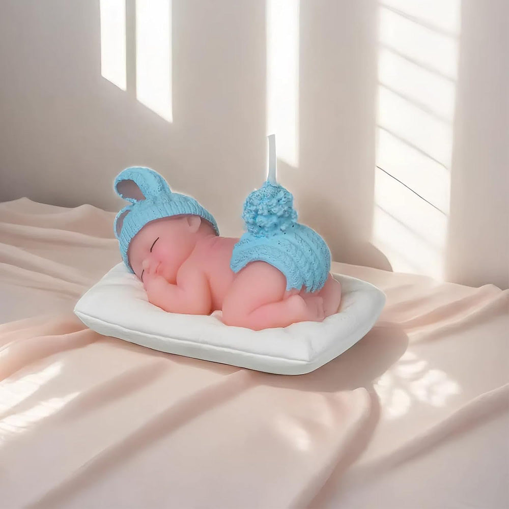 Blue Baby Shower Candle Favors – Sleeping Baby Cake Topper