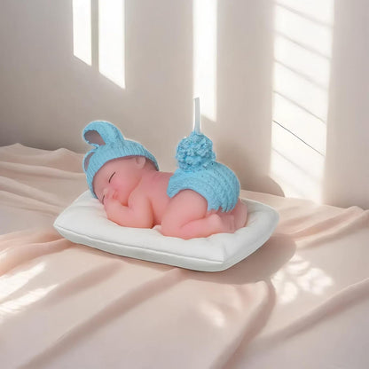 Blue Baby Shower Candle Favors – Sleeping Baby Cake Topper