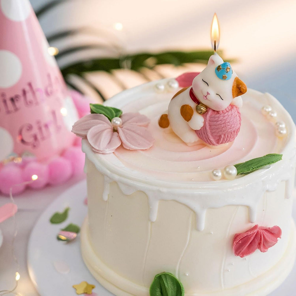 Large Cat Birthday Candle, Cute Kitty Cake Topper Candles for Girls, Cartoon Cat Birthday Decorations, Kitten Themed Party Supplies & Gifts for Cat Lovers