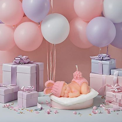 Pink Baby Shower Candle Favors – Sleeping Baby Cake Topper