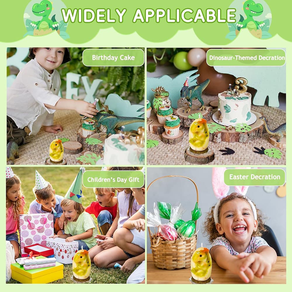 Large Green Dinosaur Birthday Candle Cake Topper