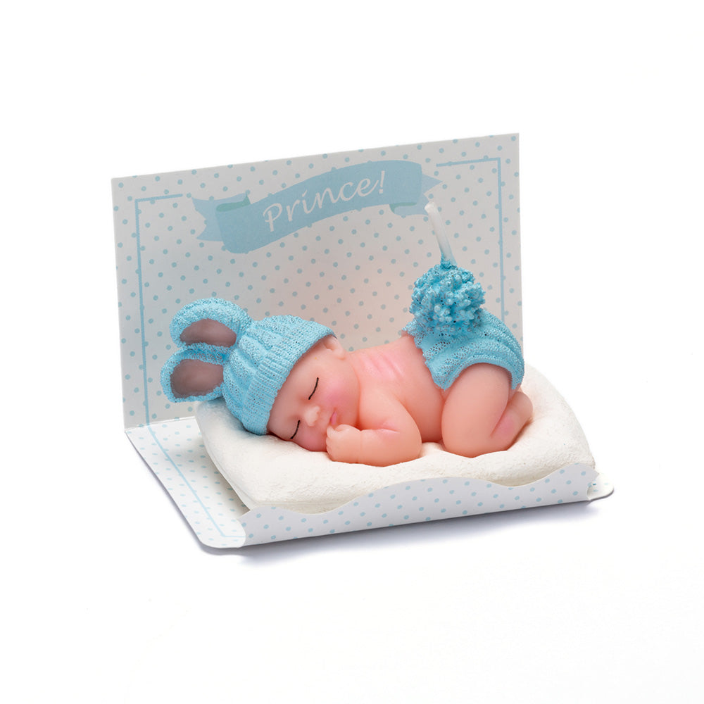 Blue Baby Shower Cake Topper Boy – Baby Shower Cake Decorations, Adorable Sleeping Baby Candles, Gender Reveal Return Gifts Party Supplies (Blue)