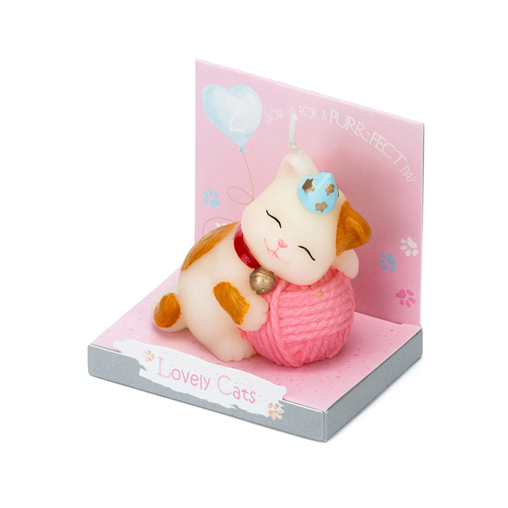 Large Yarn Ball Kitten Birthday Candle Cake Topper