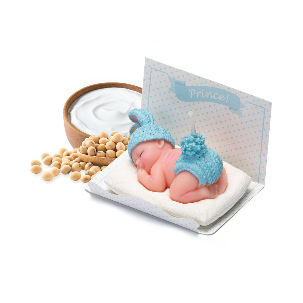 Blue Baby Shower Candle Favors – Sleeping Baby Cake Topper