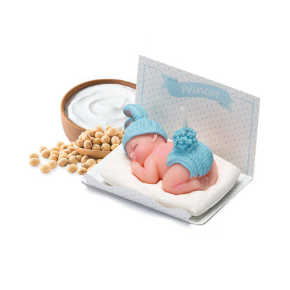 Blue Baby Shower Candle Favors – Sleeping Baby Cake Topper