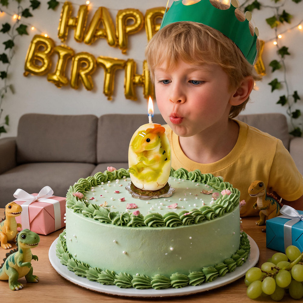 Large Green Dinosaur Birthday Candle Cake Topper